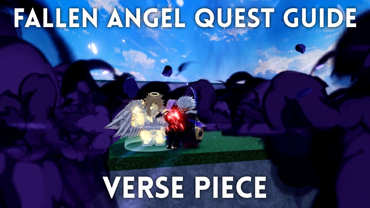 A player standing next to the Fallen Angel quest NPC in the Verse Piece Roblox experience