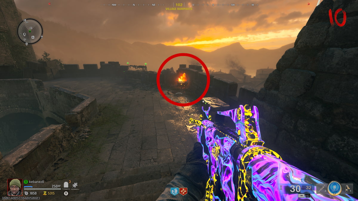 Brazier near cannon in Citadelle des Morts