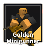 Golden Minigunner Tower from the Tower Defense Simulator Roblox experience