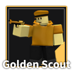 Golden Scout Tower from the Tower Defense Simulator Roblox experience
