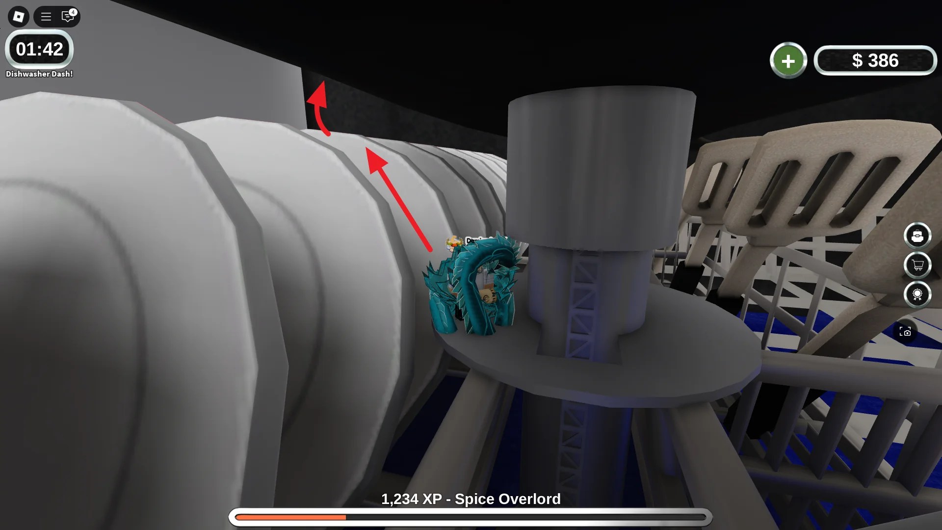 Step two to solving the escape the dishwashes minigame in Hell's Kitchen Roblox experience