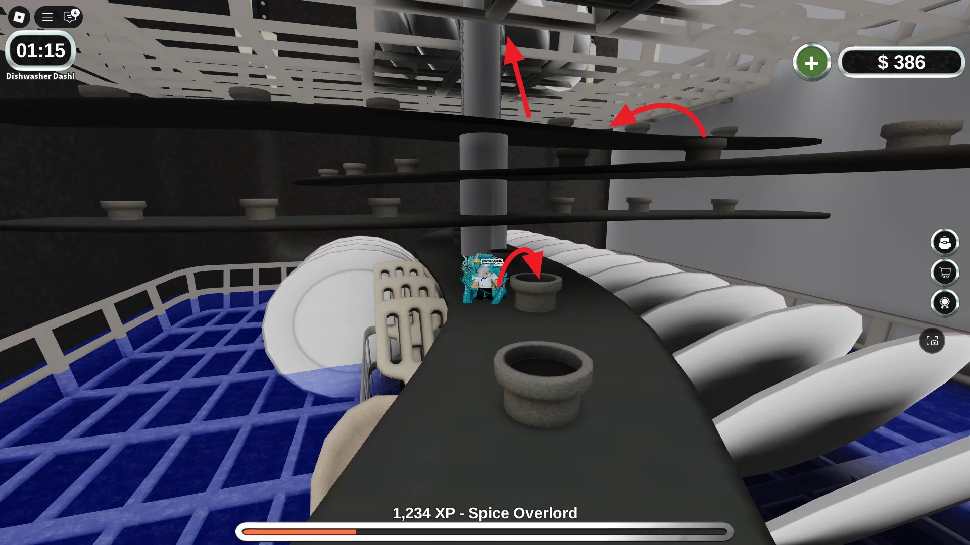 Step three to solving the escape the dishwashes minigame in Hell's Kitchen Roblox experience