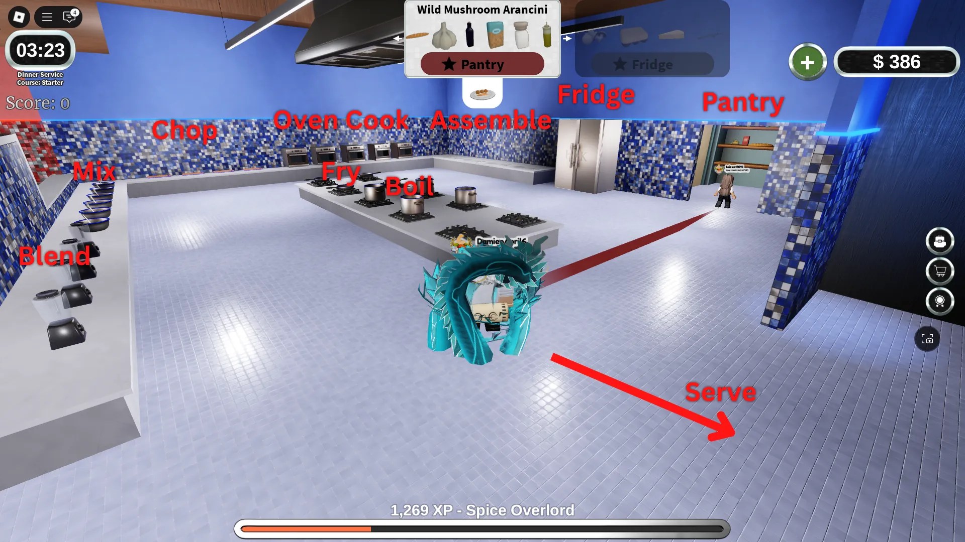 Preview of all possible kitchen tasks in Hell's Kitchen Roblox experience