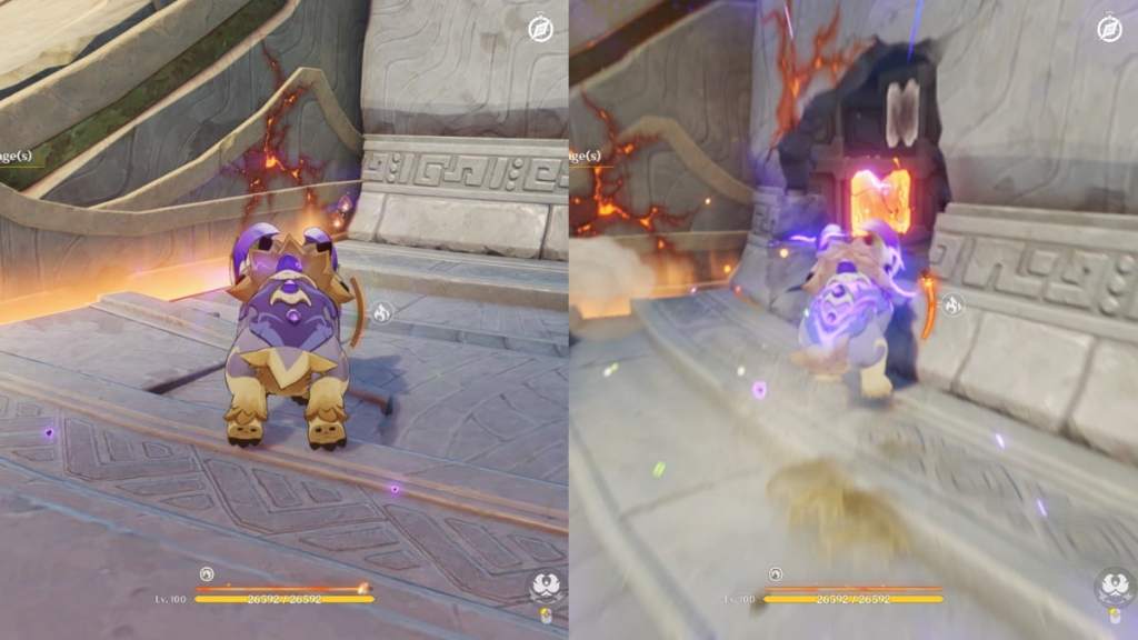 Pushing the wall to reveal a hidden room