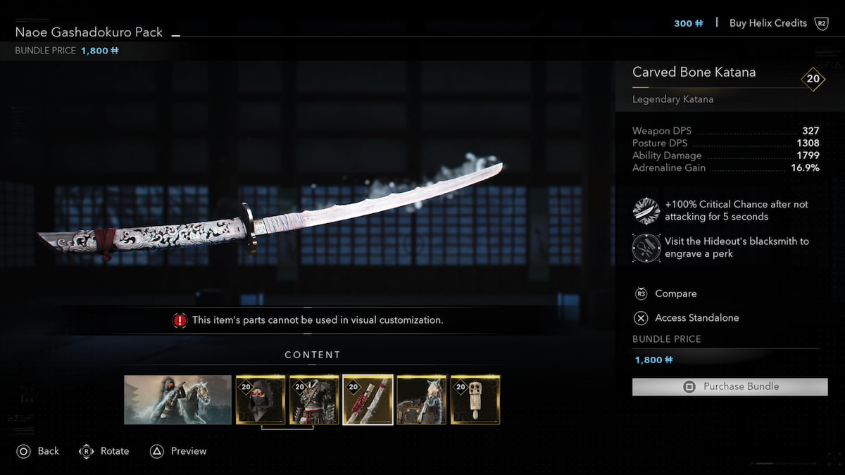 Carved Bone Katana in the Store 