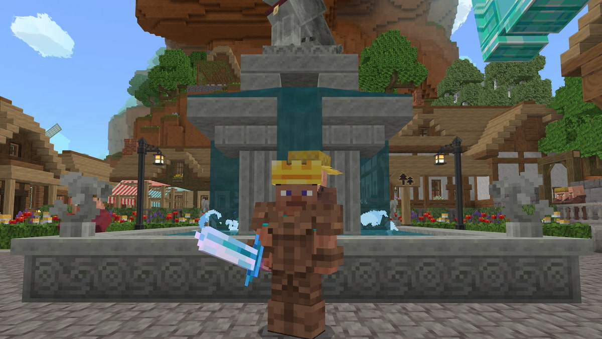Carrying a diamond sword in Midport Village