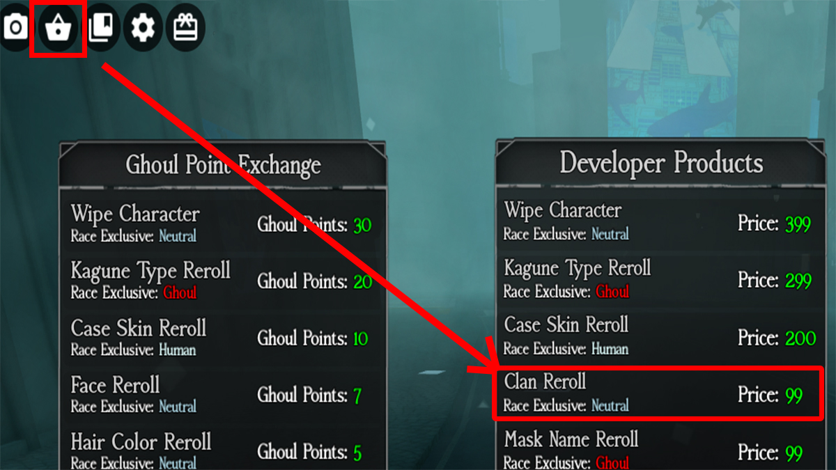how to reroll clans in ghoul re