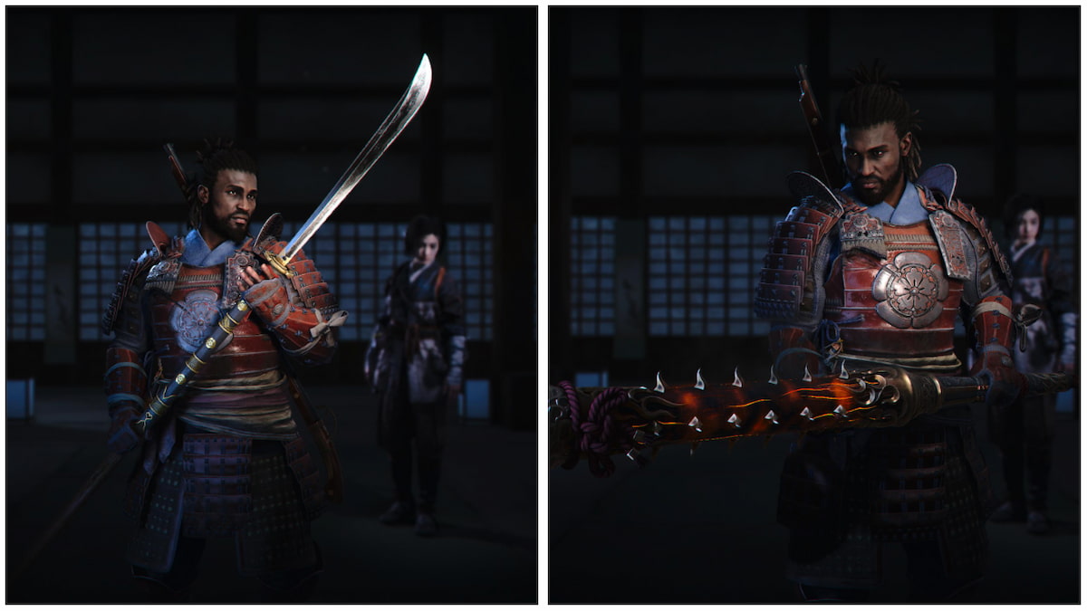 Yasuke holding Kanabo and Naginata