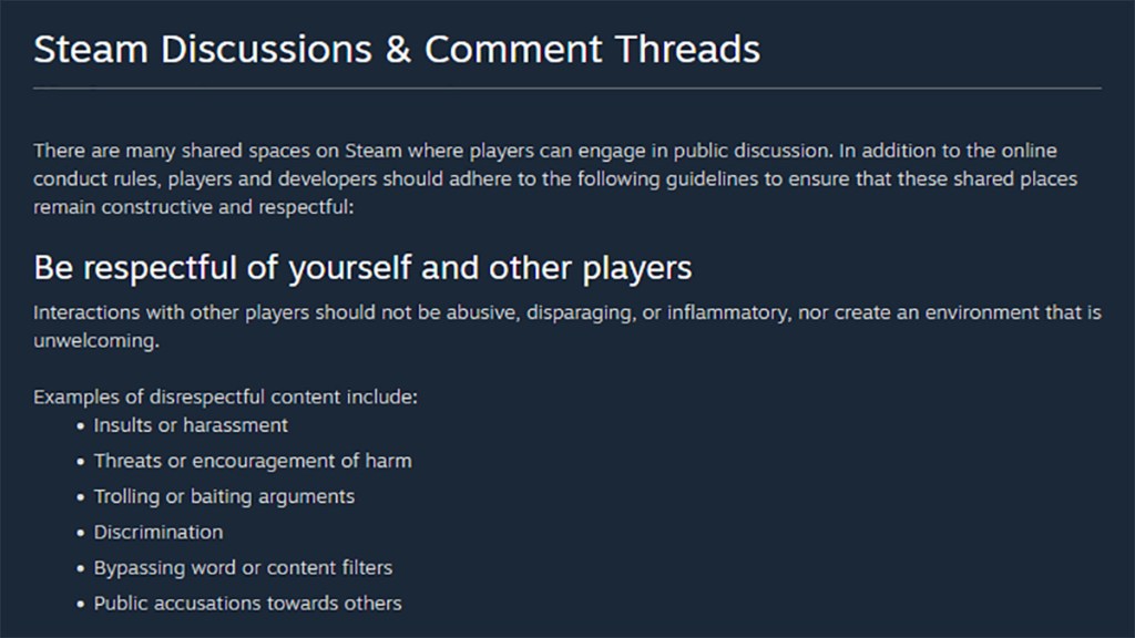 Steam guidelines