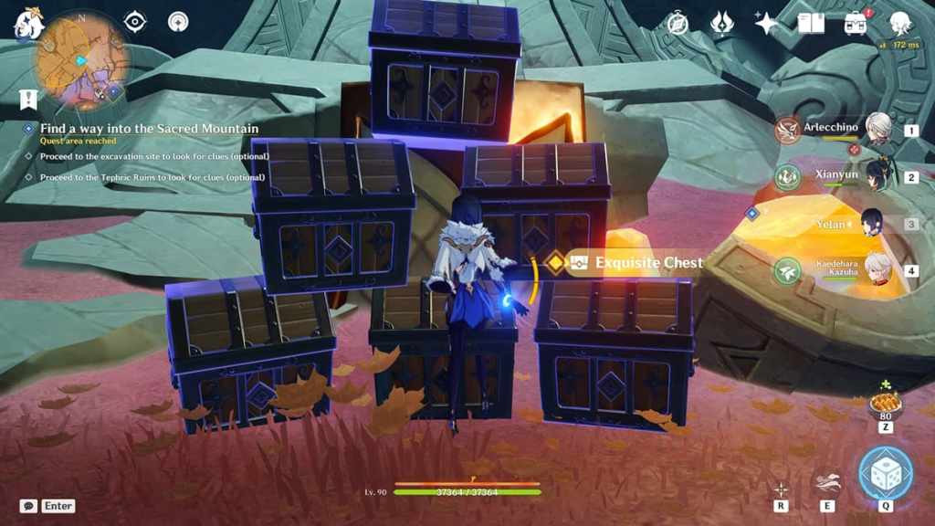 interact with the exquisite chests inside the ruins