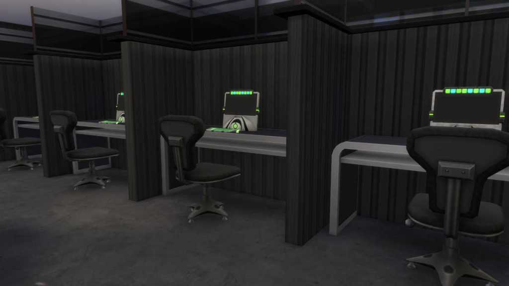An Internet Café created in The Sims 4: Businesses and Hobbies