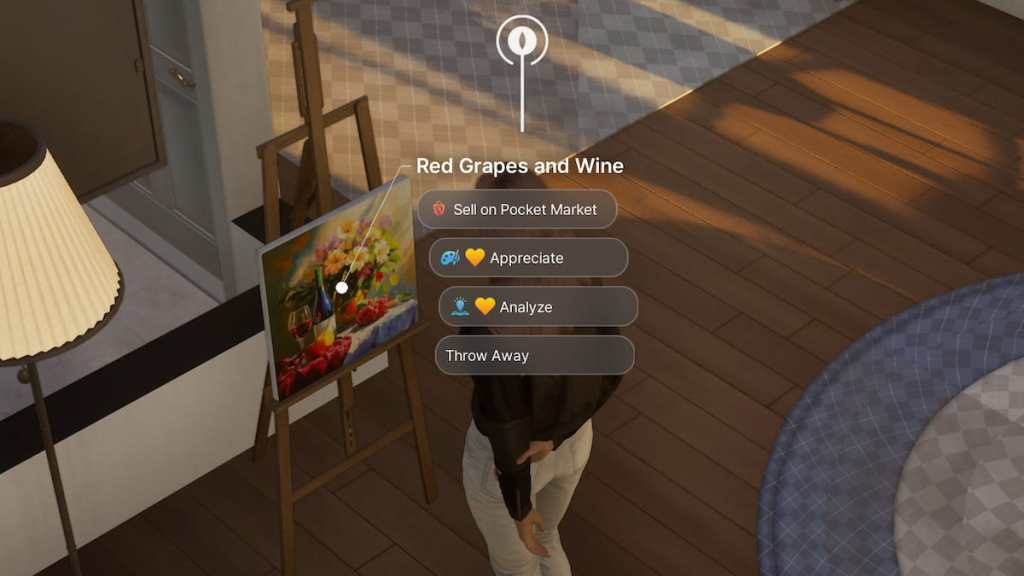 InZOI painting with the Pocket Market option