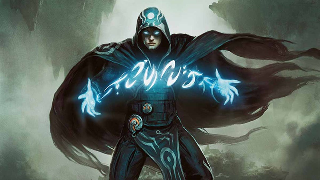 The artwork for Jace The Mind Sculptor shows Jace conjuring up some blue magic