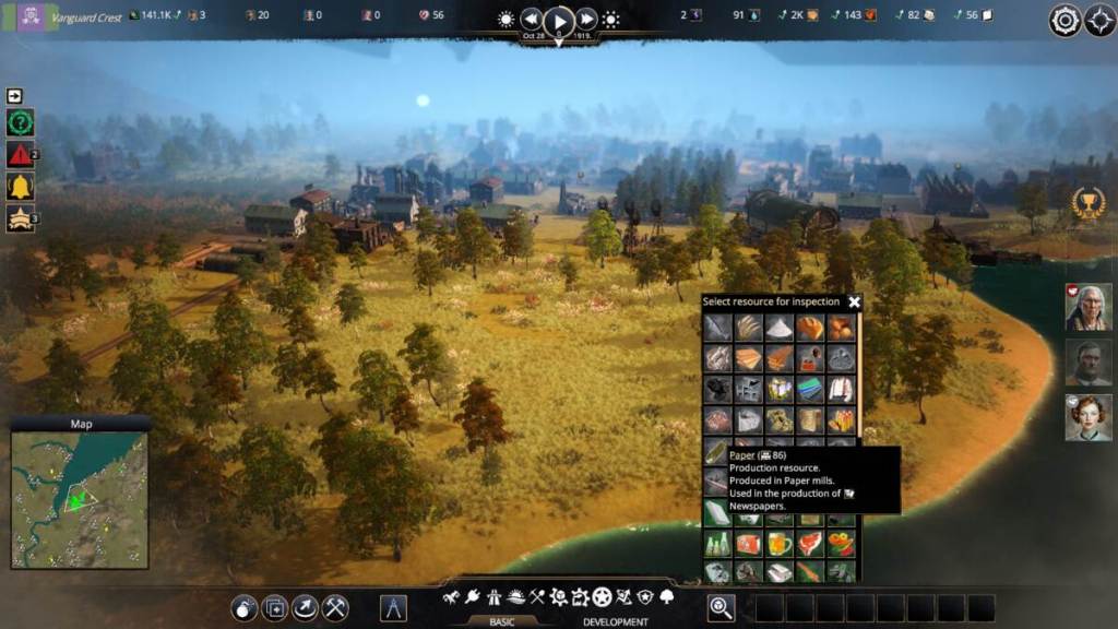 Looking at the resources tab in Kaiserpunk 