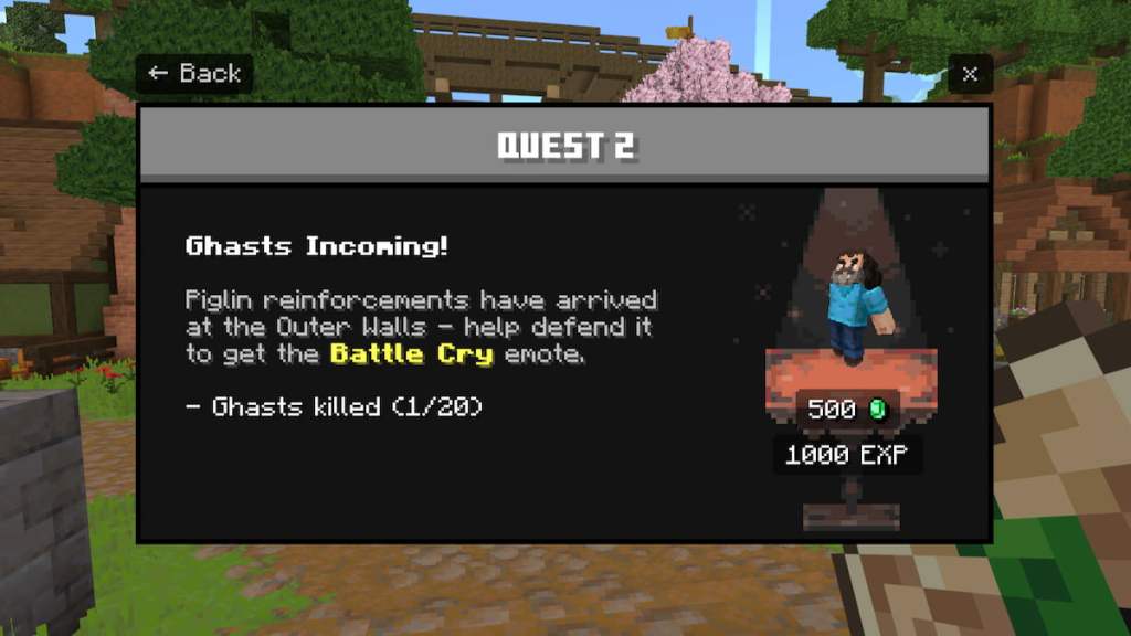The kill 20 Ghasts quest in A Minecraft Movie live event. 