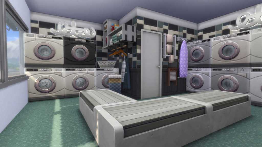A Laundromat created in The Sims 4: Businesses and Hobbies