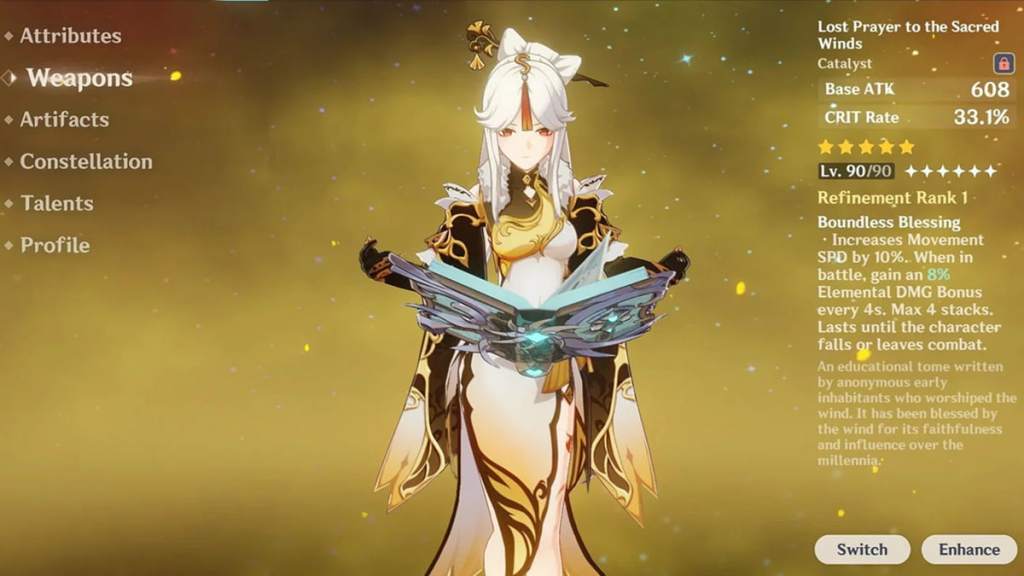 Lost Prayer to the Sacred Winds is an amazing weapon for Varesa.