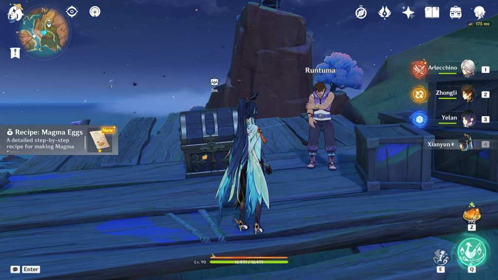 talk to runtuma for magma eggs recipe and precious chest reward