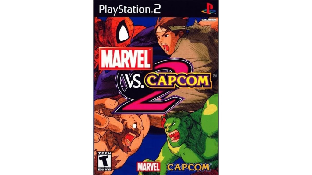 The cover art for Marvel vs. Capcom 2 shows Ryu, Spider-Man, Zangief and The Hulk seemingly getting ready to do battle.