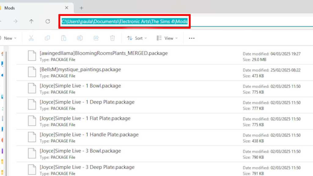 The Sims 4 Mod location for The Sims 4