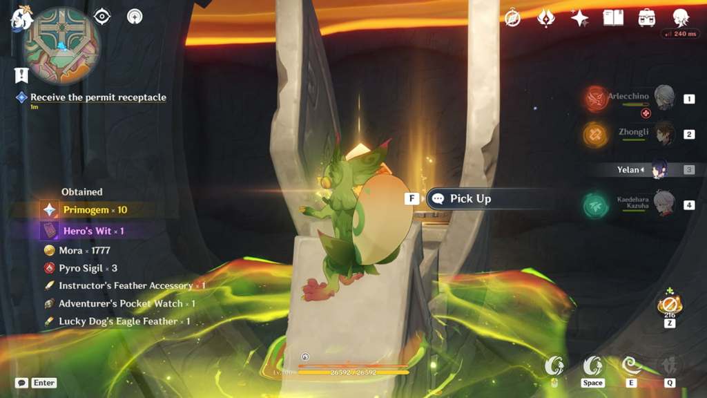 Picking up the permit in Once, the Sacred Seat of Judgement quest