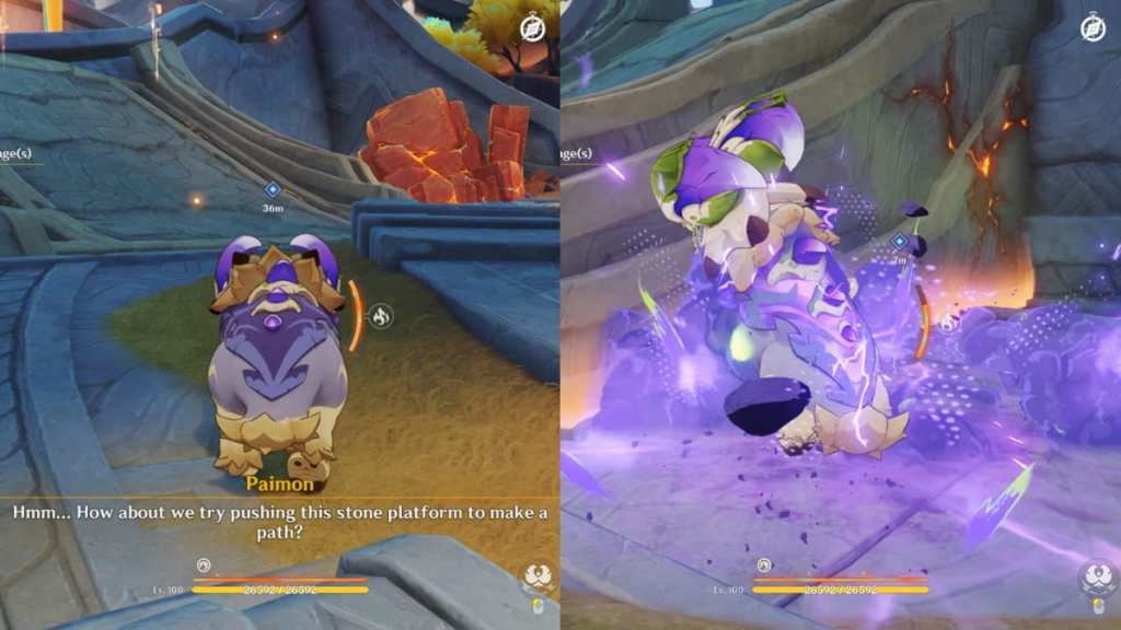 Using Tatankasaur's skill to push the platform