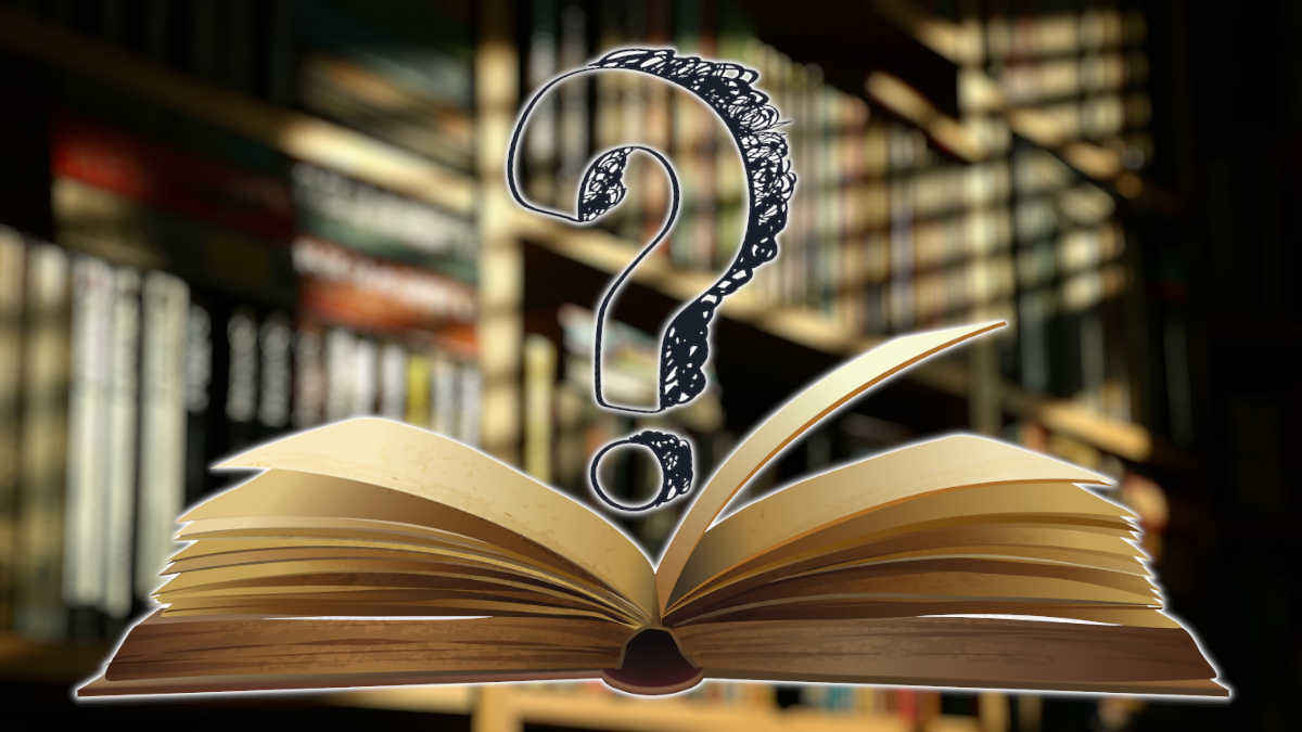 Question mark above a book