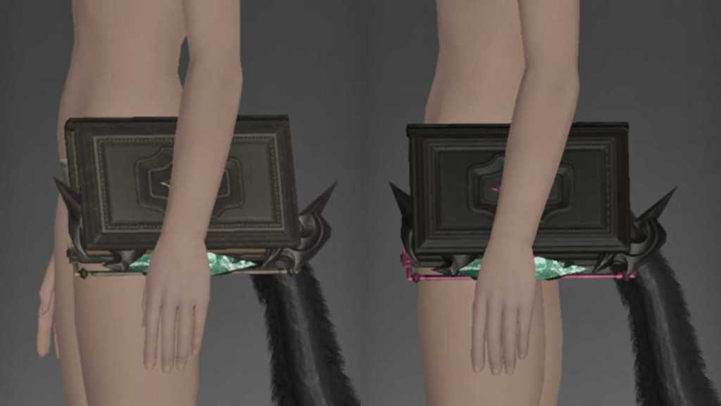 Blade's Acumen (Summoner Resistance Weapon) before and after two dye slots in Final Fantasy XIV