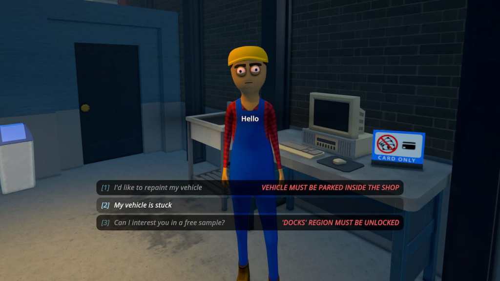 Schedule 1 vehicle stuck dialogue option