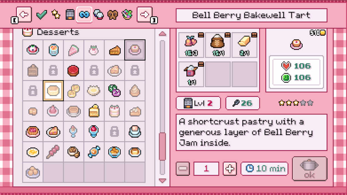 Recipe for Bell Berry Bakewell Tart in Fields of Mistria