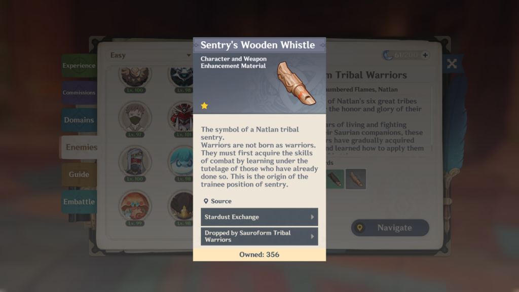 Sentry's Wooden Whistle is one of Iansan's ascension and talent materials.