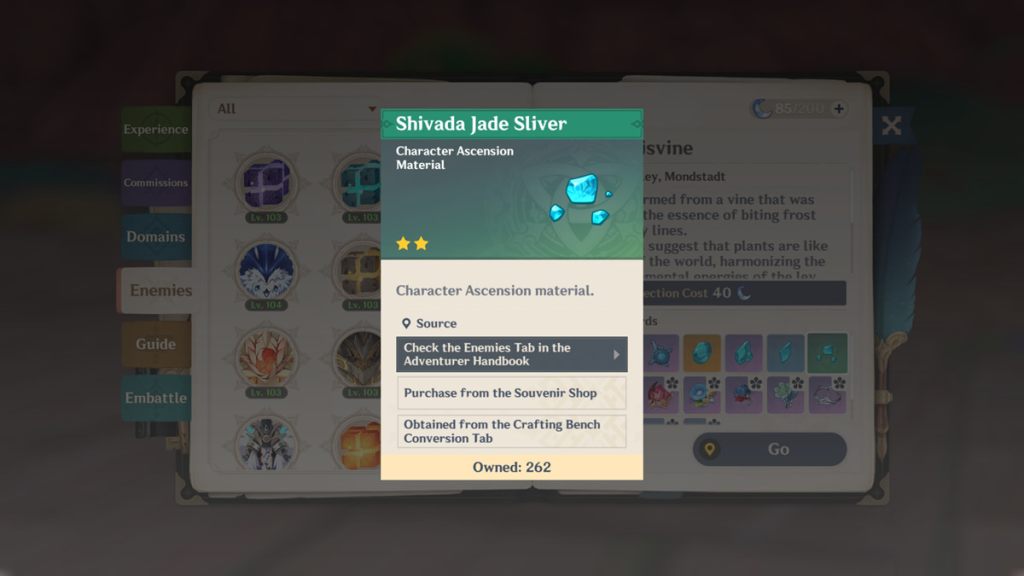 Shivada Jade Sliver is Escoffier's ascension material in genshin impact