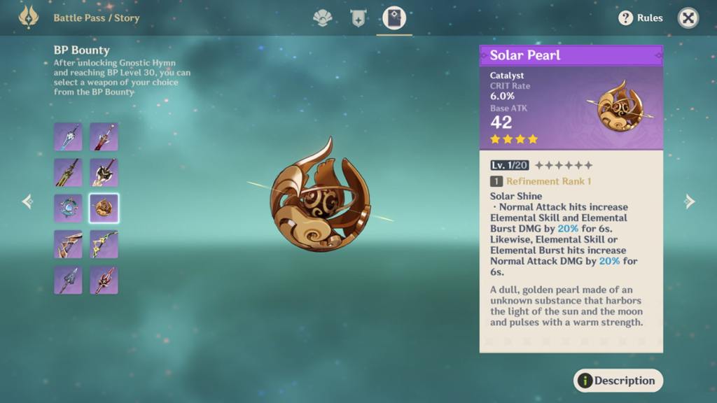 Solar Pearl is a decent stat stick weapon for Varesa.