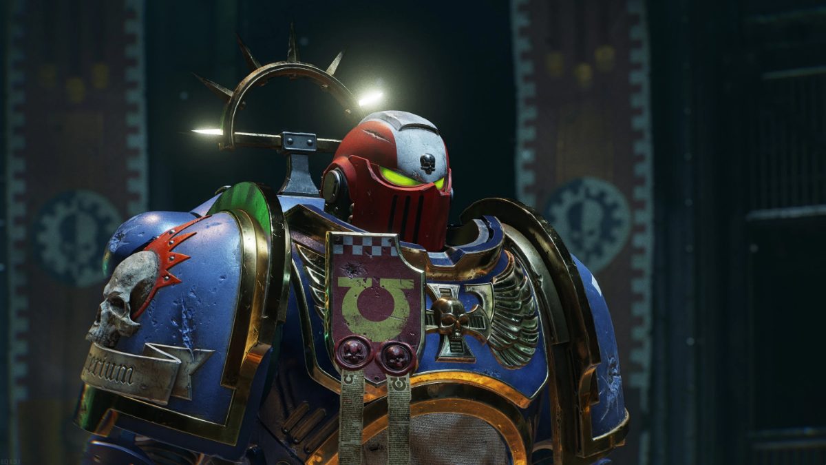 A Space Marine in Warhammer 40K Space Marine 2.