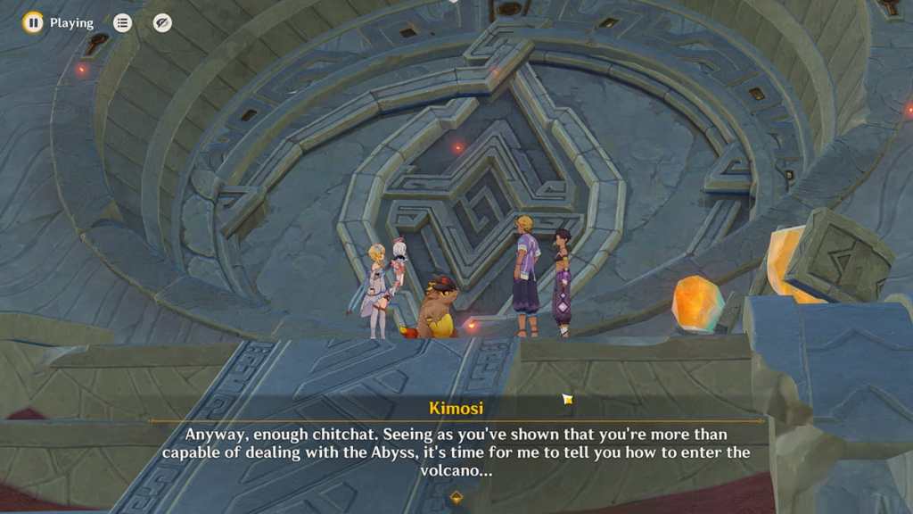 Talk to Kimosi and Nzaya at the ruin entrance