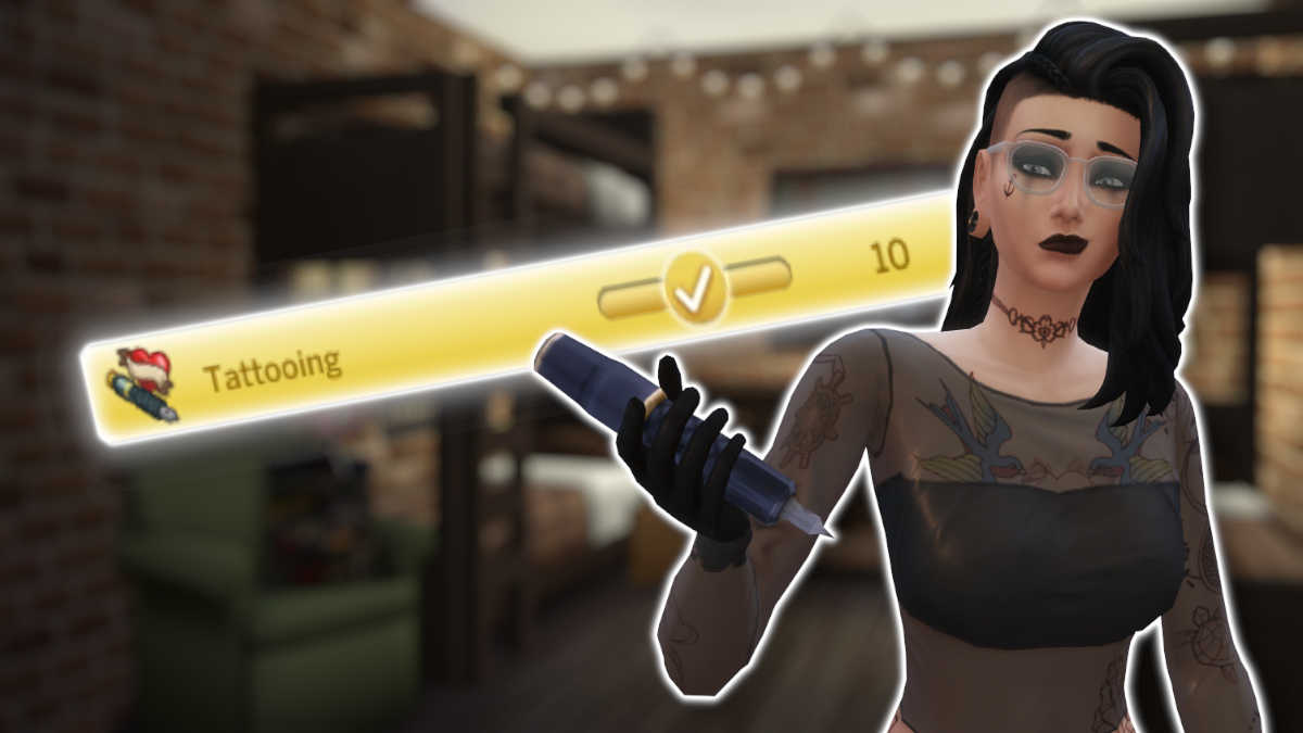 Tattooing skill at level 10 in The Sims 4