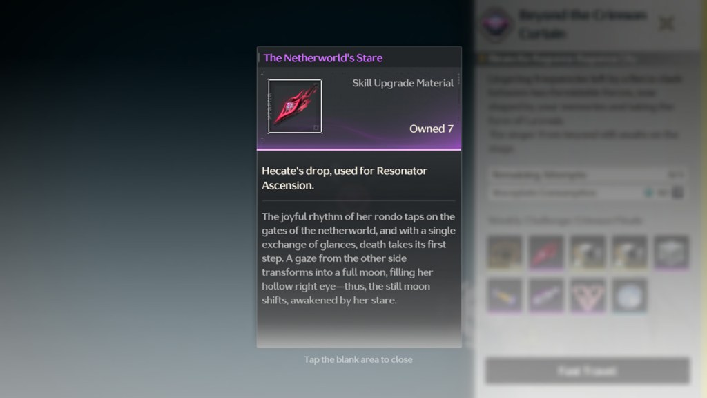 The Netherworld's Stare is a weekly boss material