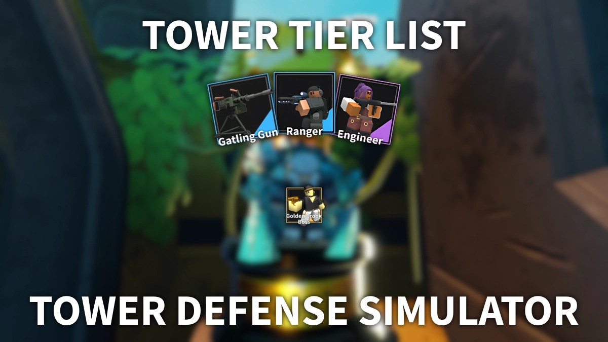 Preview of the top four Offensive towers in Tower Defense Simulator: Gatling Gun, Engineer, and Ranger