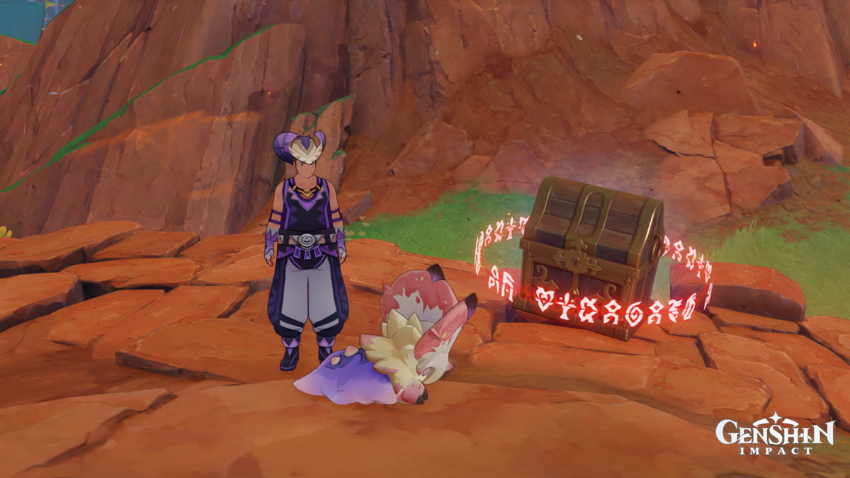 urubamba and a baby tatankasaur in genshin impact