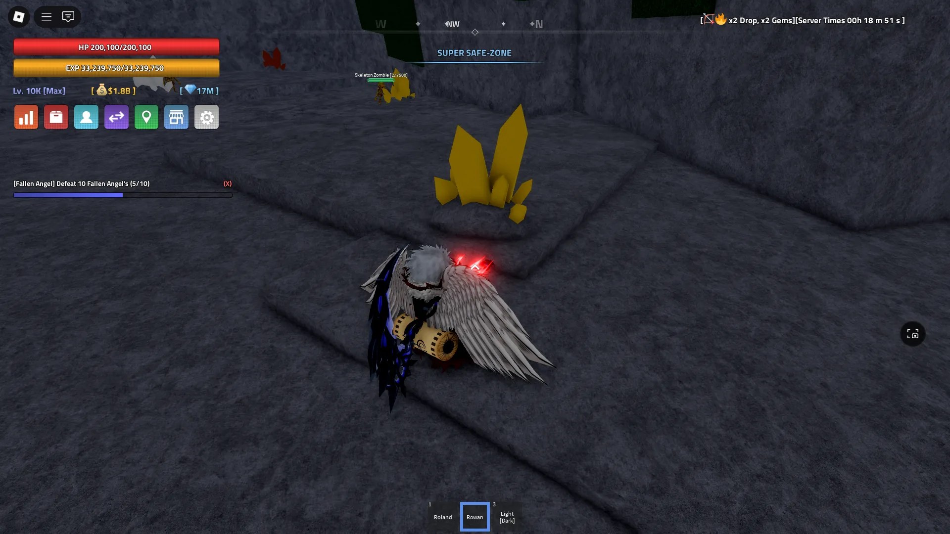 A player looking at a Gold ore node that spawned inside the Dungeon Cave