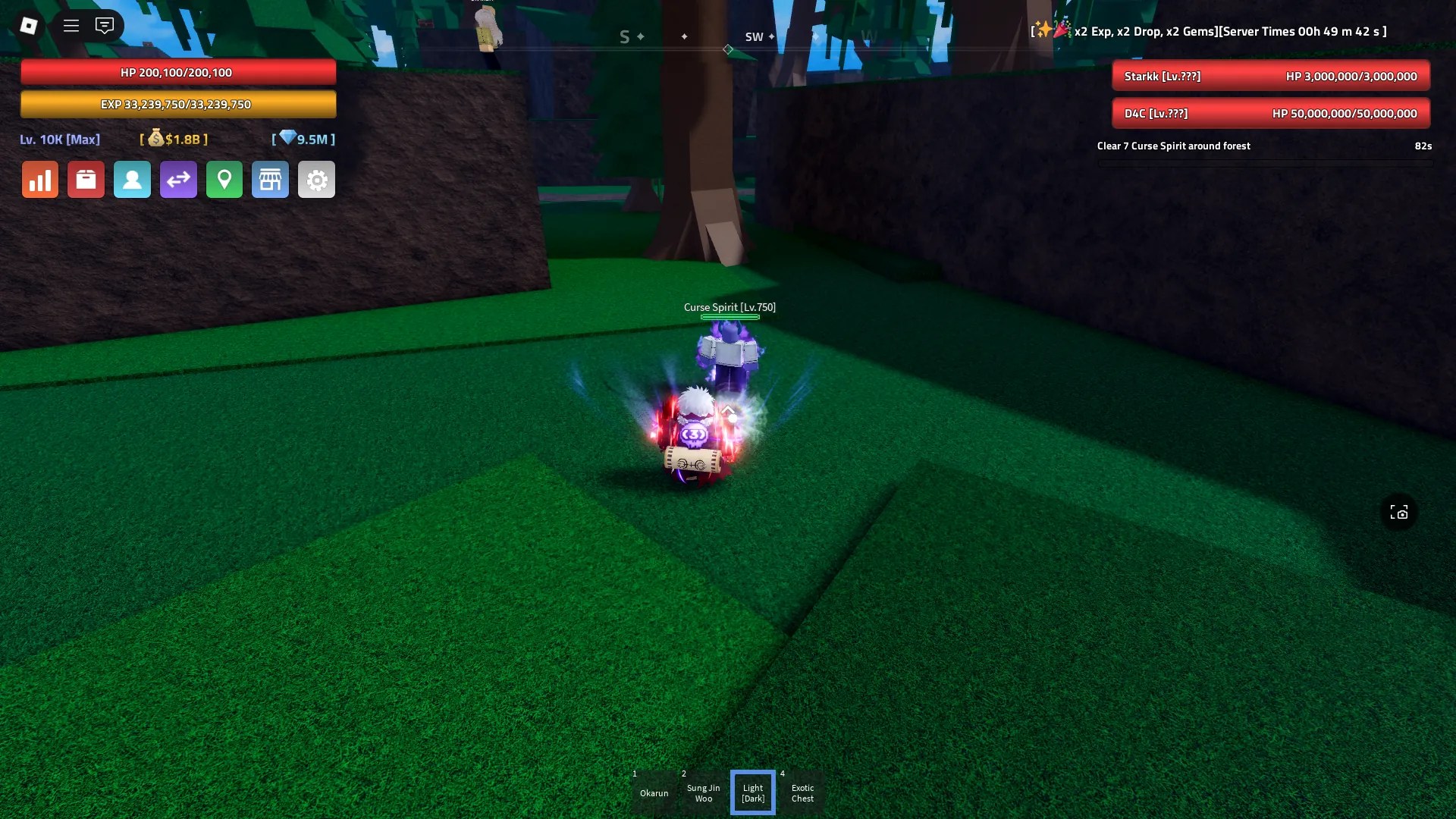 Location of one of the Curse Spirits, which are one of the potential objectives when starting a Jujutsu mission in the Verse Piece Roblox experience