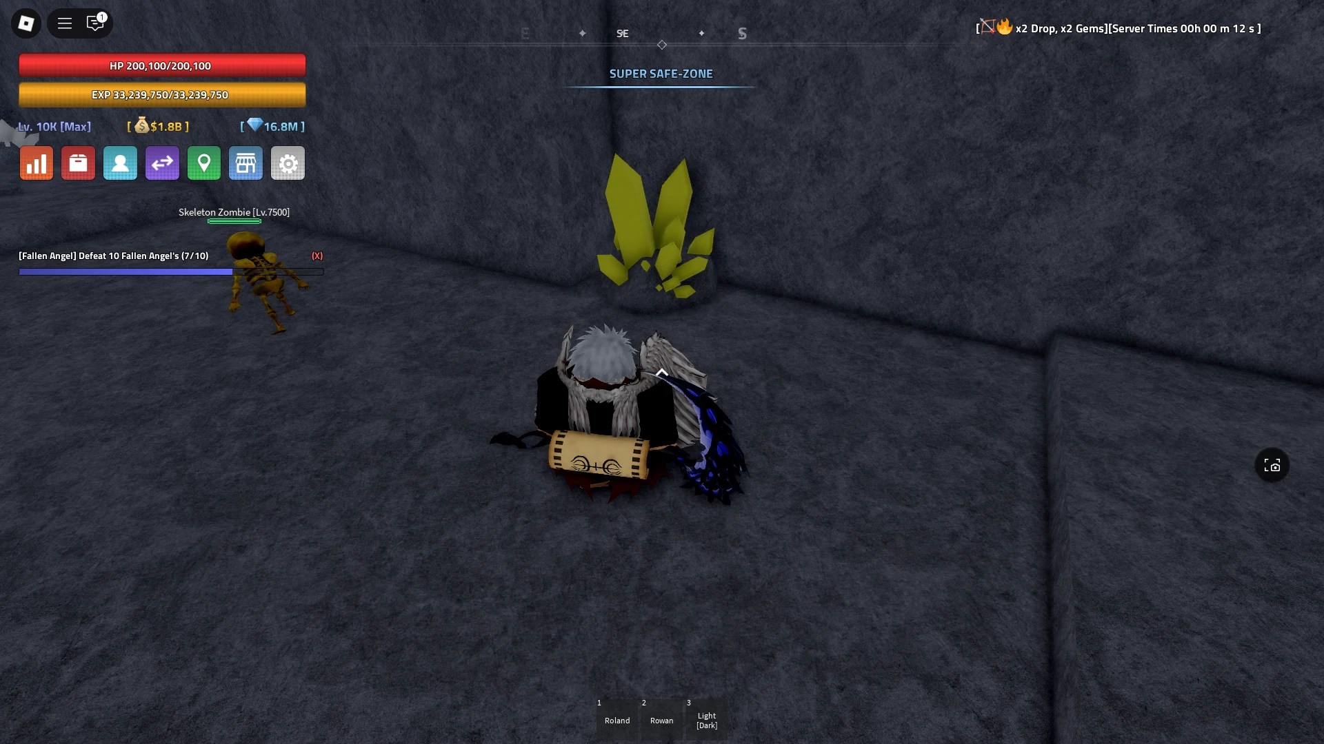 A player looking at a Light Ore node that spawned inside the Dungeon Cave