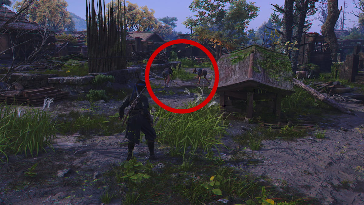 Gardeners near burnt well in Osaka