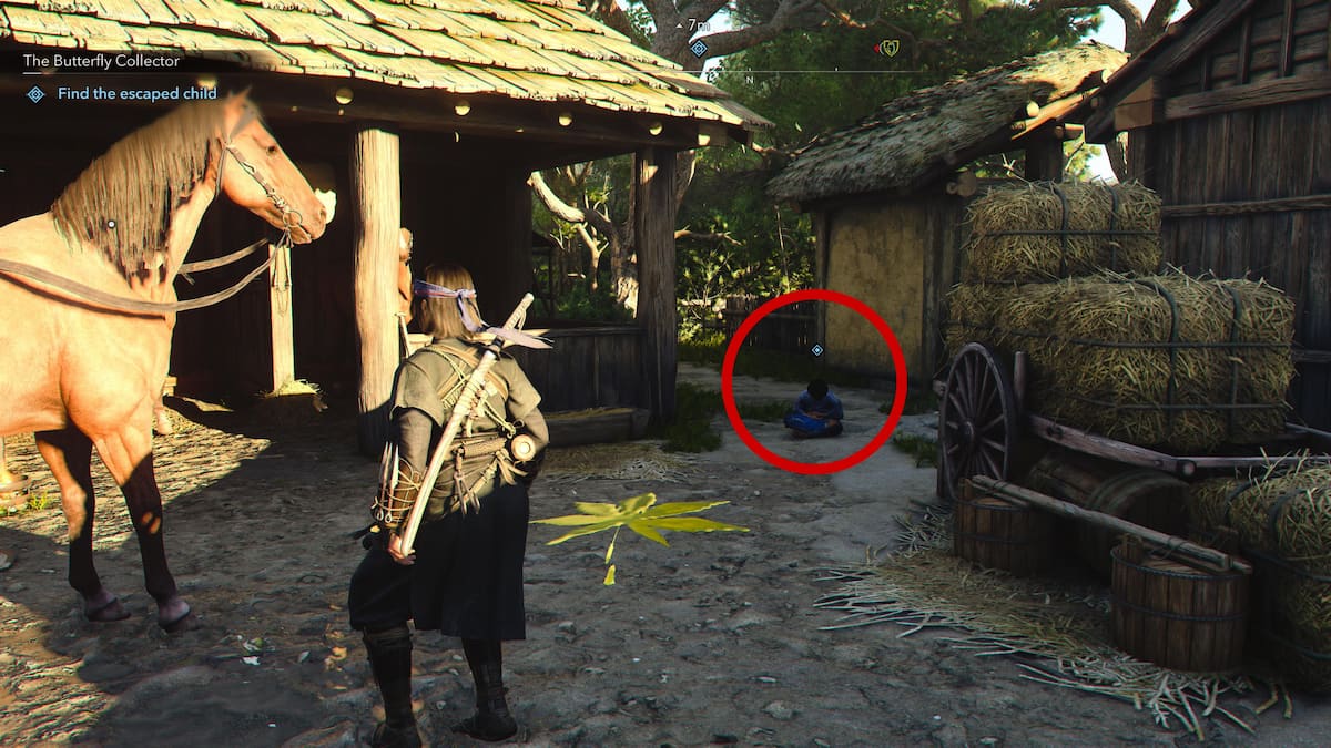 Escaped Child near horse stable