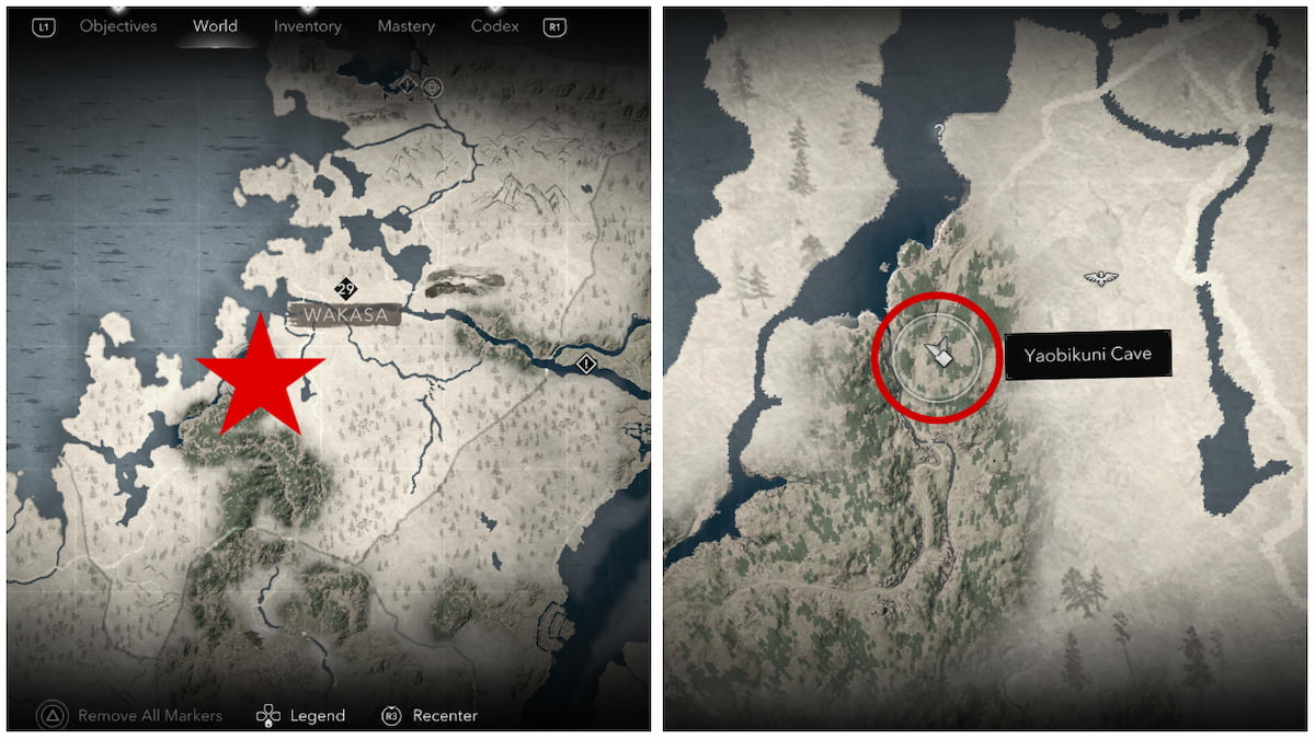 Yaobikuni Cave map location in Wakasa