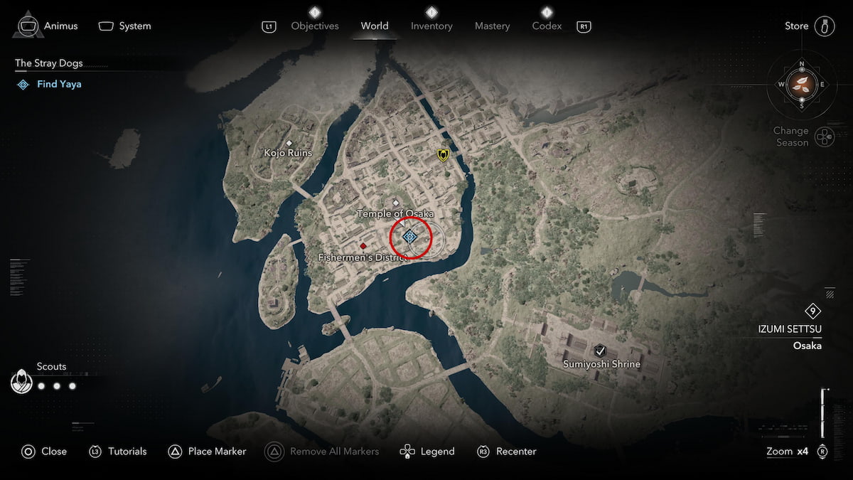 Temple of Osaka map location in AC: Shadows