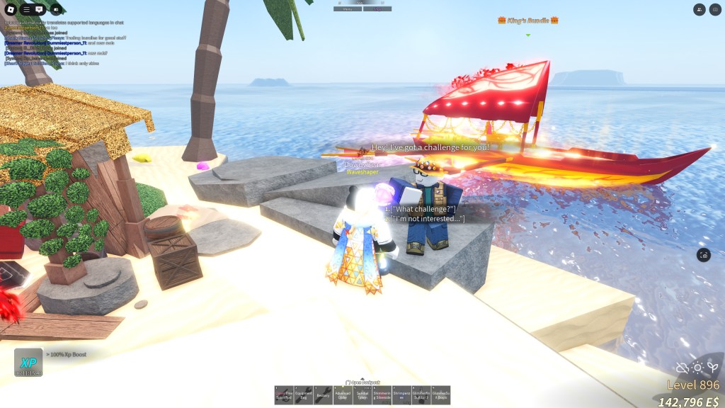 A Fisch player is accepting the quest form an NPC