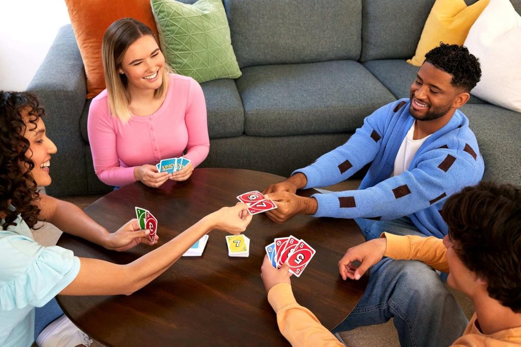 A family playing UNO Teams