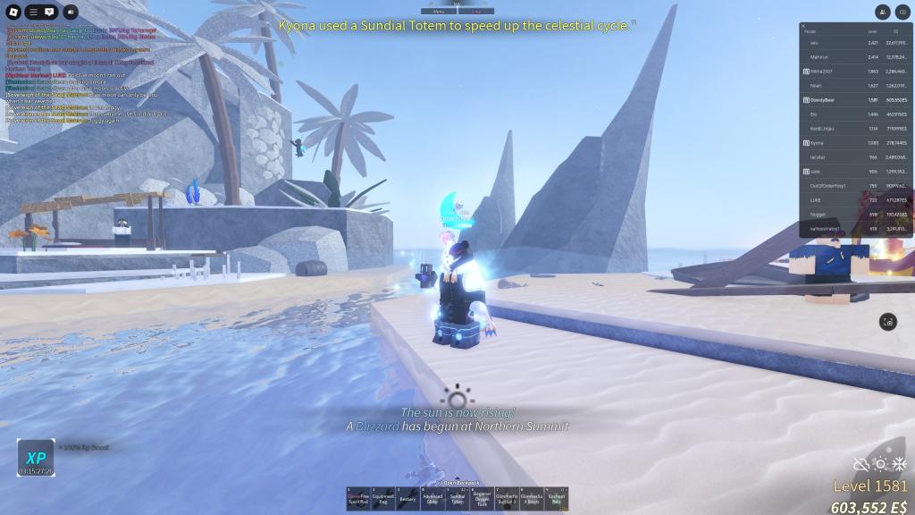 A Fisch player is holding an aurora token