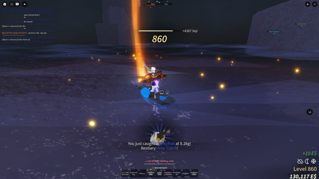 A Fisch player has caught a Kittyfish